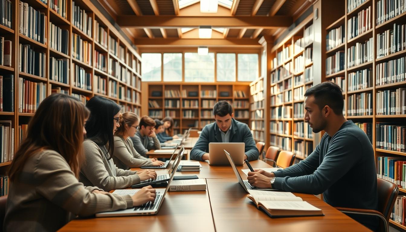 Students collaborating in study space
